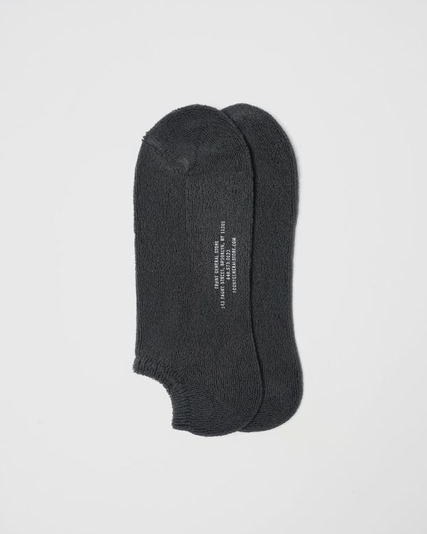 Face Pile Ankle Socks / Charcoal - Image 2