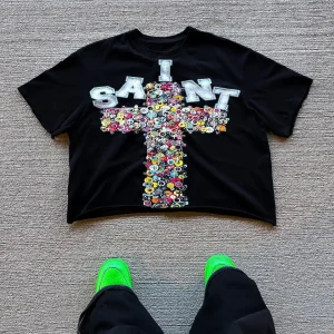 New Streetwear Men Women Harajuku Vintage Cross Graphic Print Oversized T Shirt Goth Casual Cotton Drop Sleeve Short Sleeve Tops