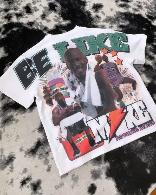Retro Loose Letter Portrait Printed T-shirt for Men Y2k Fashion Harajuku Large Round Neck Short sleeved Women graphic t shirts - Image 6