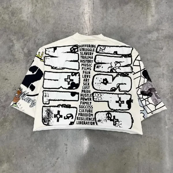 Y2K T Shirt Mid Long Sleeve Men Women Punk Hip Hop Graffiti Style Graphic Printed Oversized T Shirt Harajuku Loose Short Sleeved - Image 4