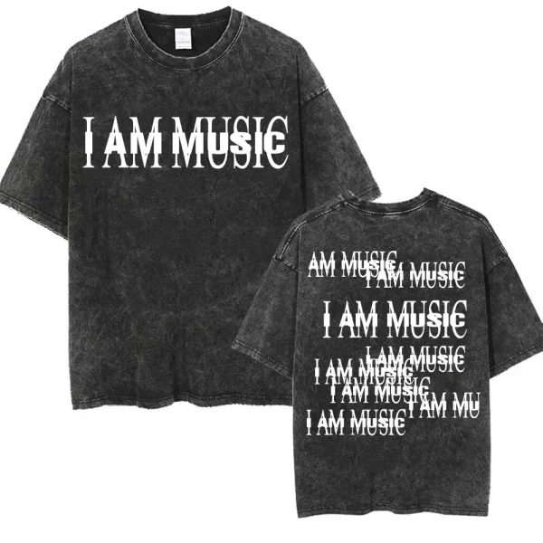 Retro Washed Playboi Carti I AM MUSIC Logo T Shirt Opium Ken Carson Narcissist Tour Antagonist Rap T-shirts Men's Oversized Tees - Image 3